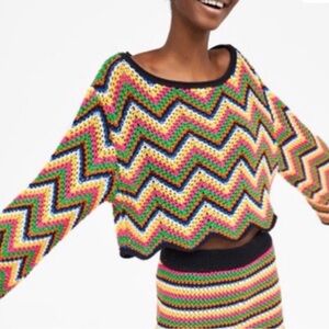 Zara Colorful Chevron Knit Sweater